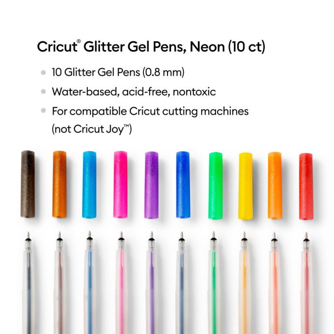 Glitter Gel Pens 0.8 mm, Rainbow (10 ct)