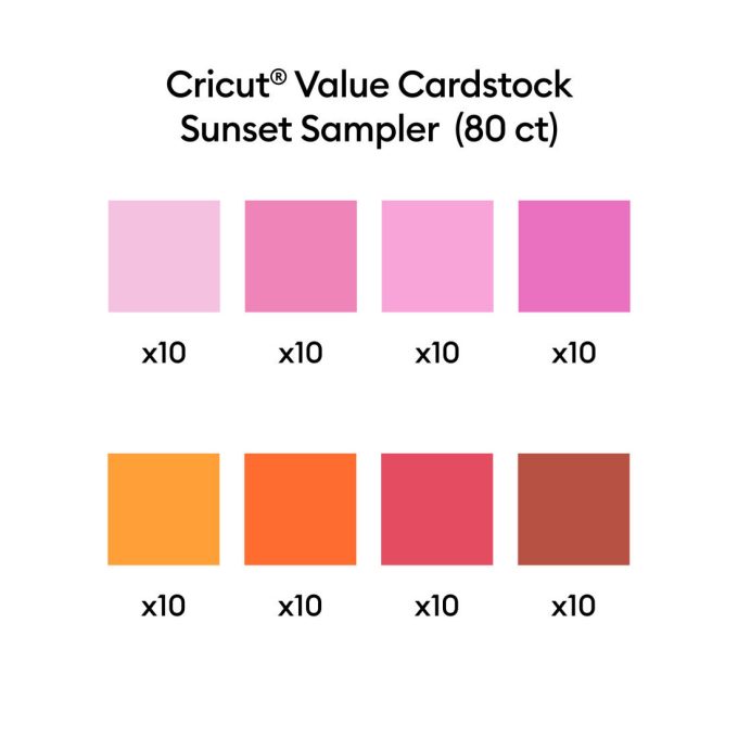 Value Cardstock, Sunset Sampler - 8.5 in x 11 in (80 ct)